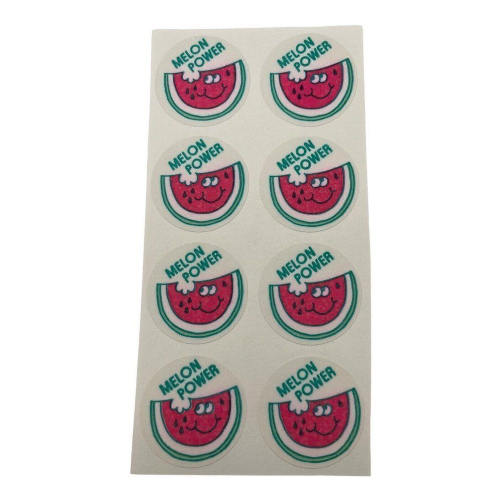 Vintage Scratch n Sniff  8 Stickers Melon Power Watermelon Stinky Sticker